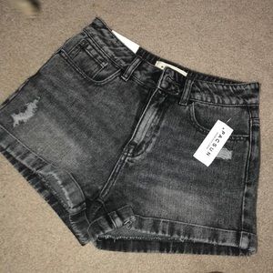 High Waisted Black Mom Shorts